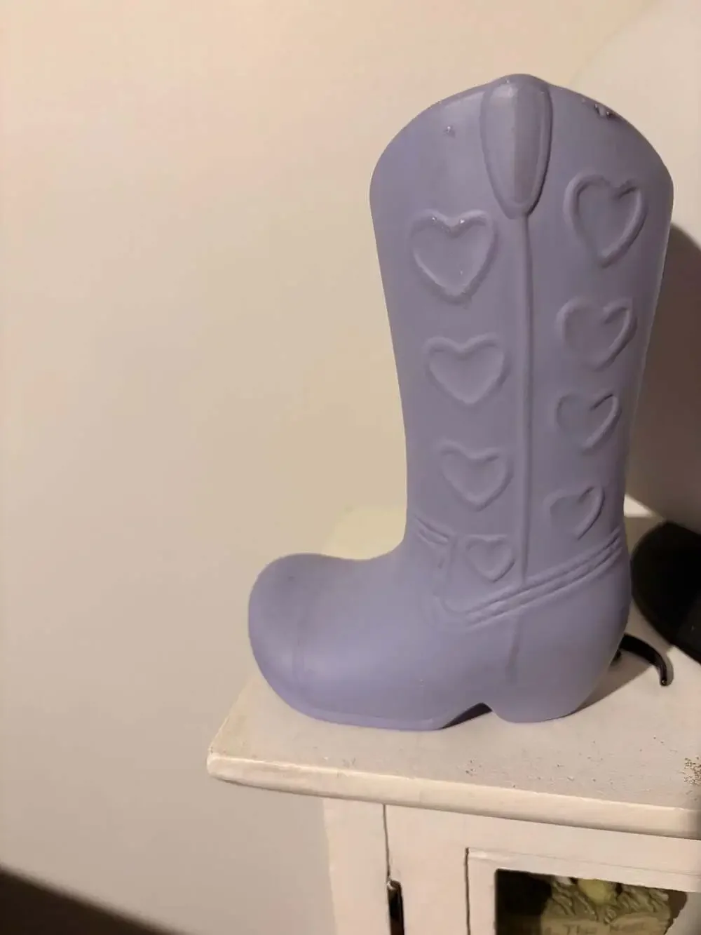 Lavender Heart Cowboy Boot Ceramic Vase
